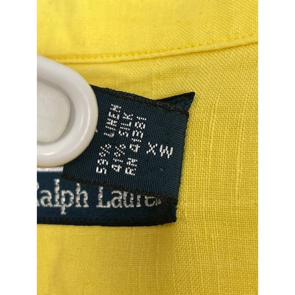 Polo Ralph Lauren Coastal Button Down Shirt Mens XLT Yellow Linen Silk Blend
